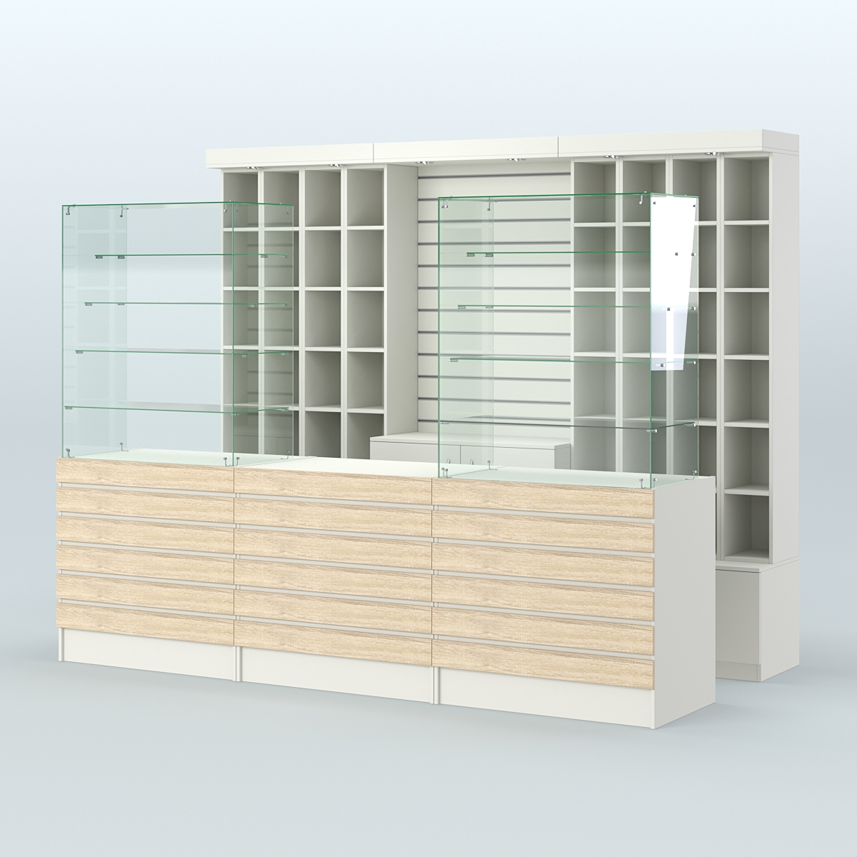 Торговая точка для чая, кофе и выпечки №4 Белый + Дуб Сонома