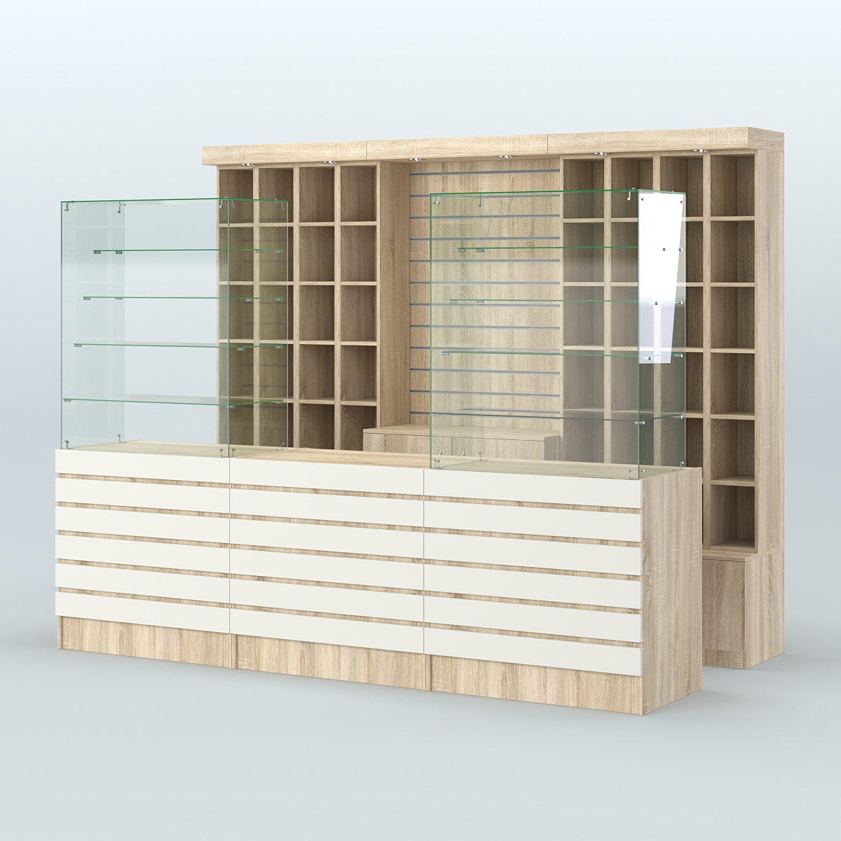 Торговая точка для чая, кофе и выпечки №4 Дуб Сонома + Белый