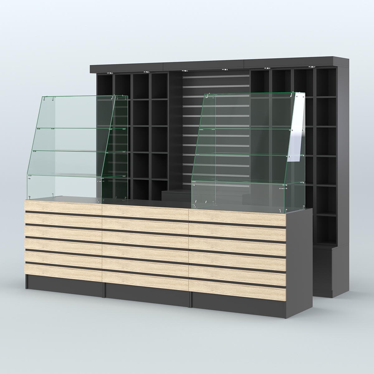 Торговая точка для чая, кофе и выпечки №5 Черный + Дуб Сонома