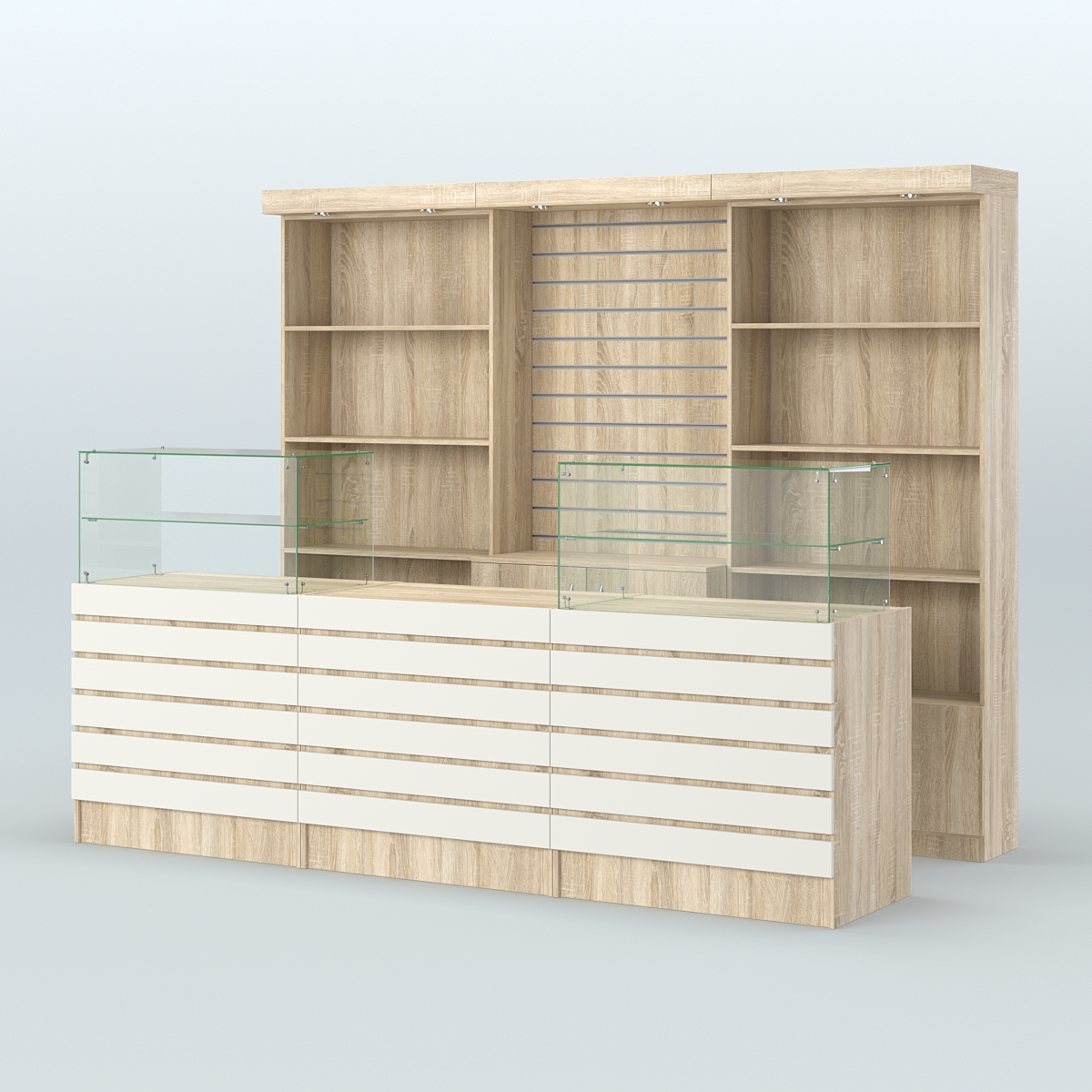 Торговая точка для чая, кофе и выпечки №6 Дуб Сонома + Белый