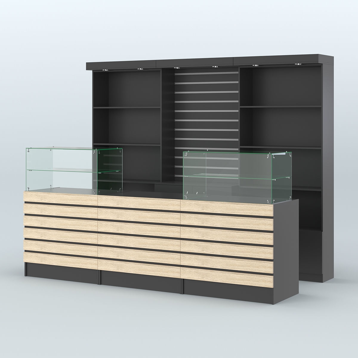 Торговая точка для чая, кофе и выпечки №6 Черный + Дуб Сонома