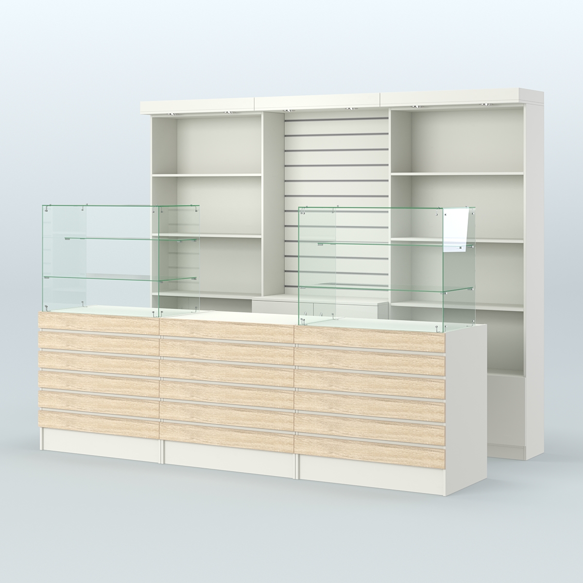 Торговая точка для чая, кофе и выпечки №7 Белый + Дуб Сонома