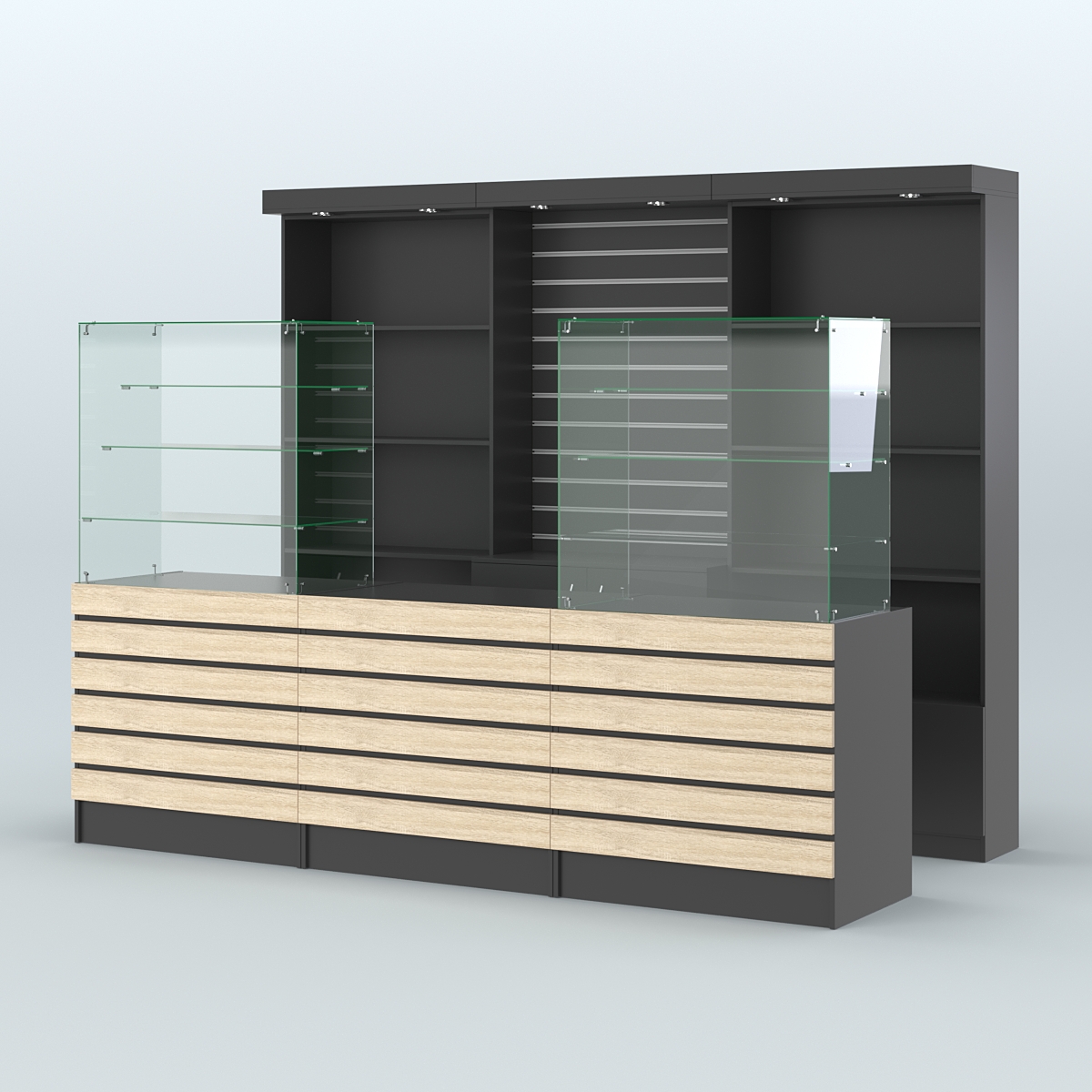 Торговая точка для чая, кофе и выпечки №8 Черный + Дуб Сонома