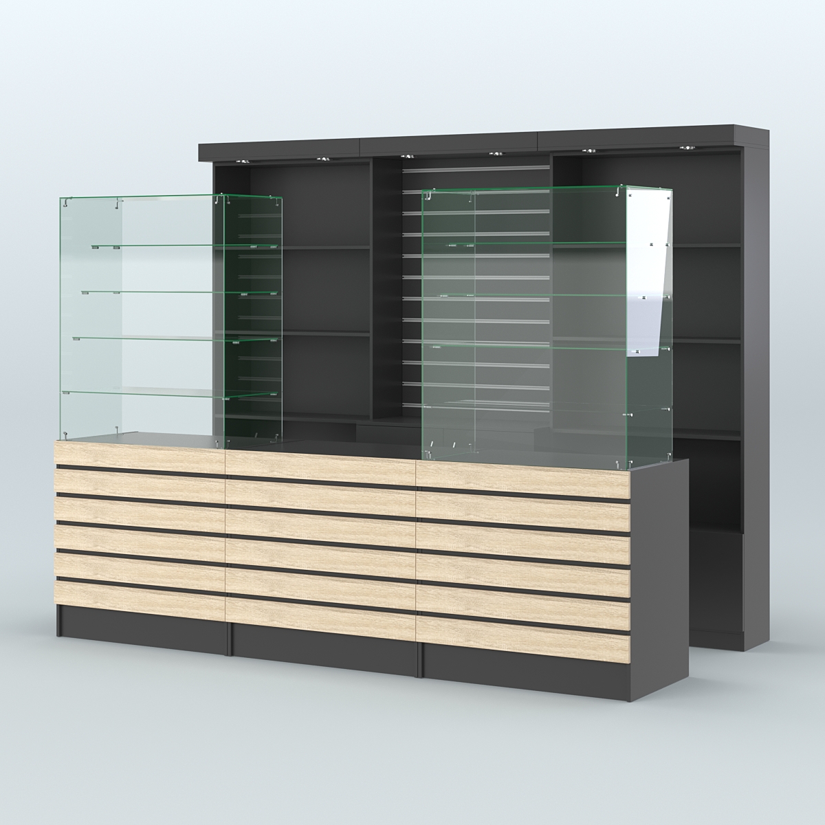 Торговая точка для чая, кофе и выпечки №9 Черный + Дуб Сонома