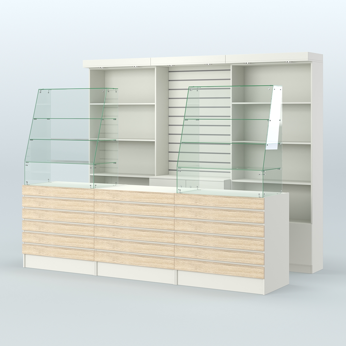 Торговая точка для чая, кофе и выпечки №10 Белый + Дуб Сонома