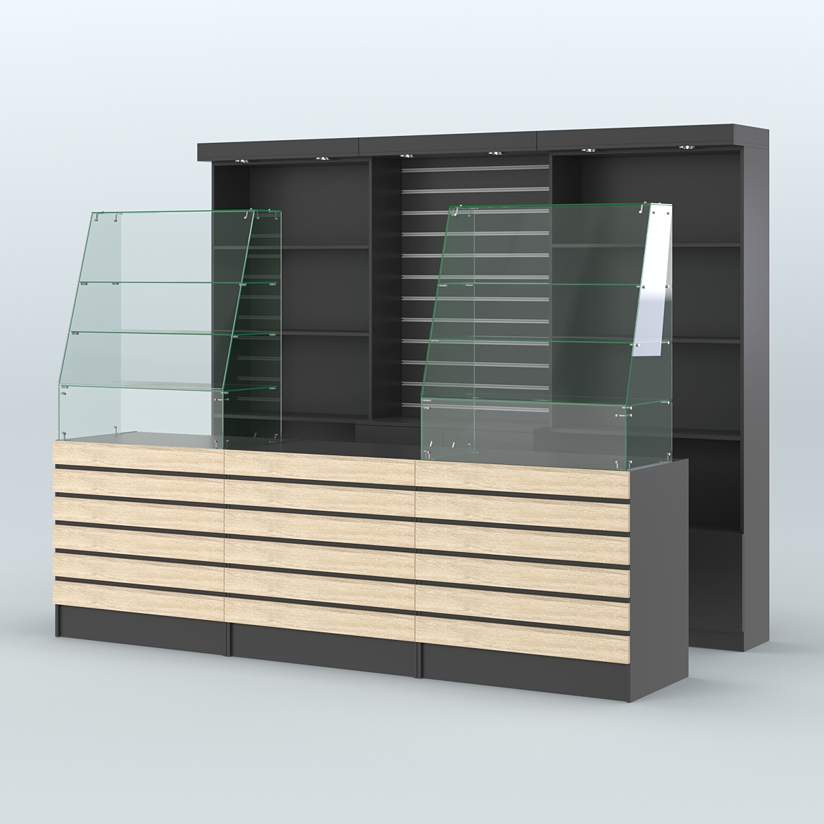 Торговая точка для чая, кофе и выпечки №10 Черный + Дуб Сонома