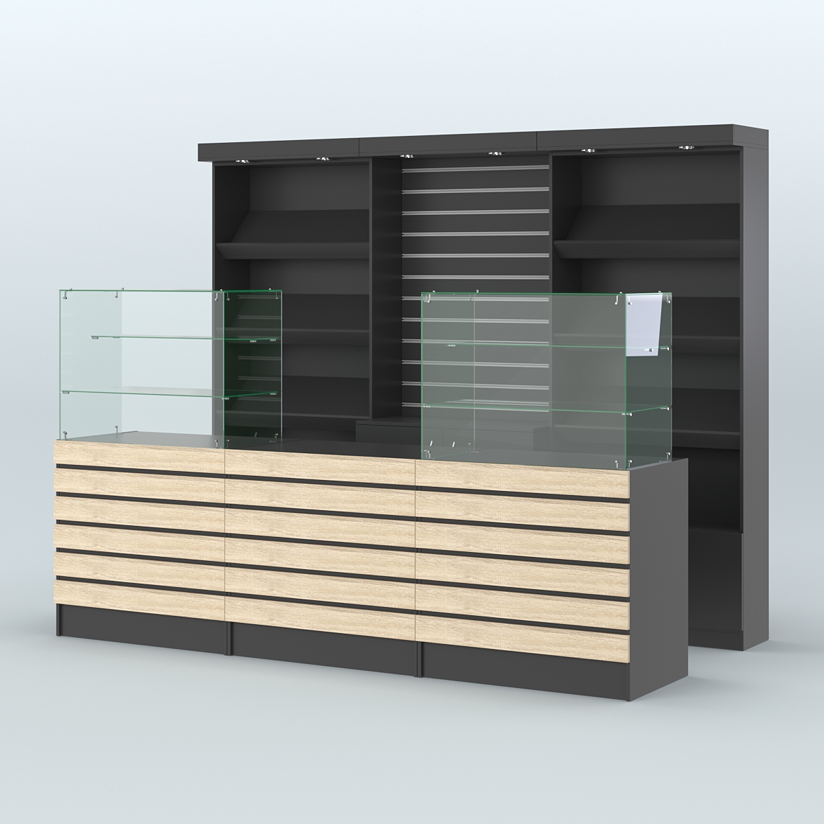 Торговая точка для чая, кофе и выпечки №12 Черный + Дуб Сонома