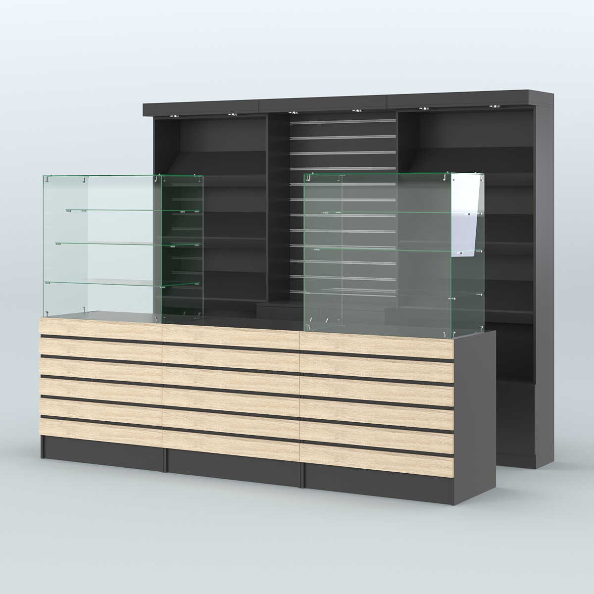 Торговая точка для чая, кофе и выпечки №13 Черный + Дуб Сонома