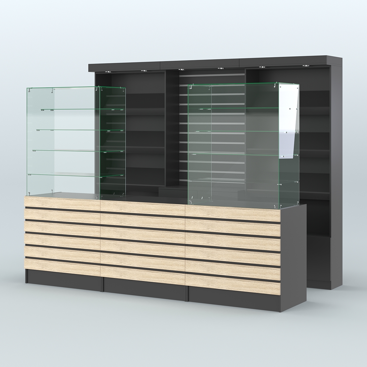 Торговая точка для чая, кофе и выпечки №14 Черный + Дуб Сонома