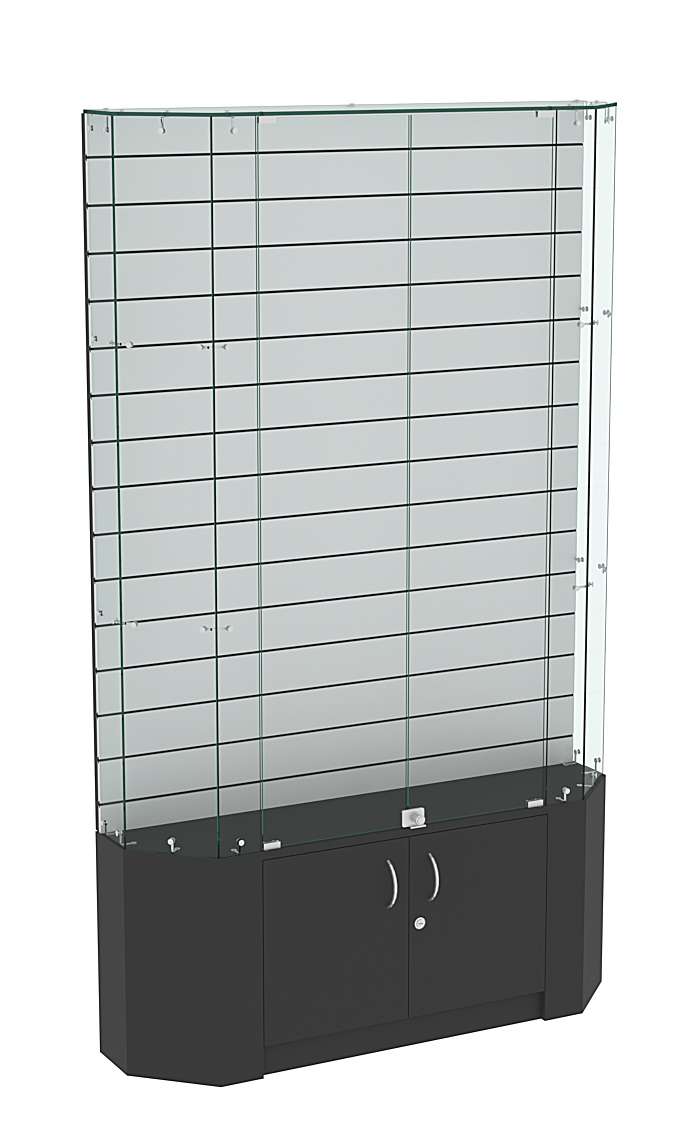 Торговая стеклянная витрина Истра со скошенным фасадом и прозрачными стенками №413 Черный