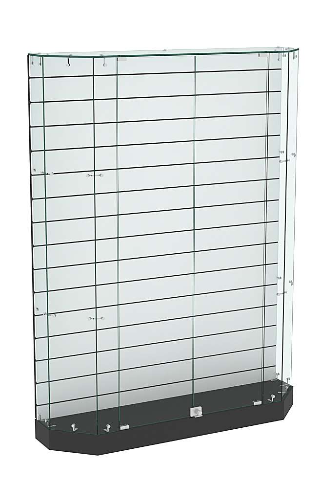 Торговая стеклянная витрина Истра со скошенным фасадом и низким подиумом №414 Черный
