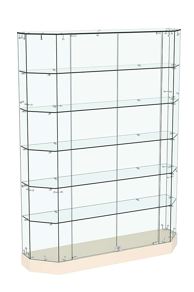 Торговая стеклянная витрина Хит Продаж со скошенным фасадом обзорная №429 Крем Вайс