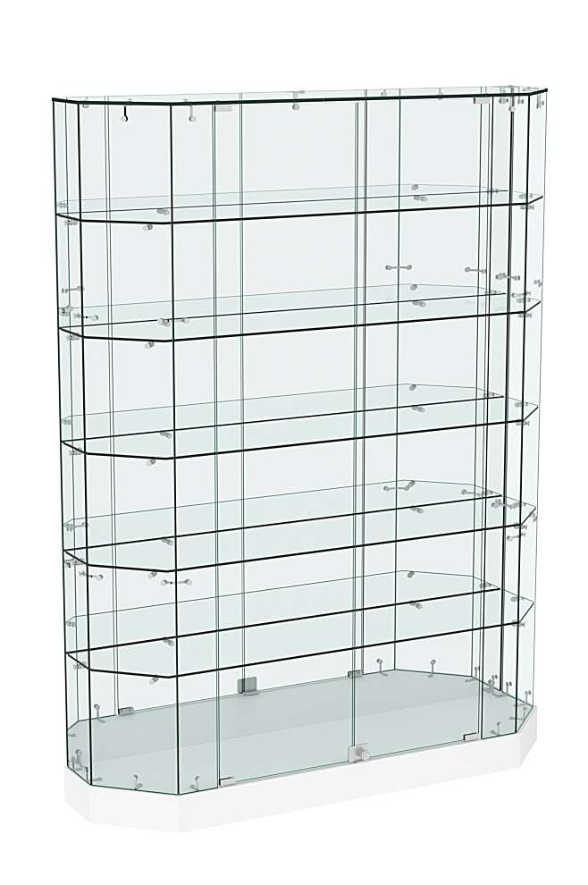 Торговая стеклянная витрина Хит Продаж со скошенным фасадом низкая №441 Белый