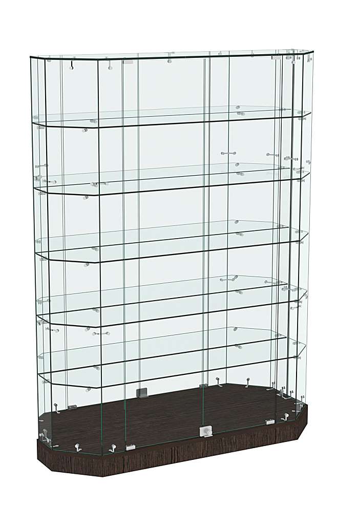 Торговая стеклянная витрина Хит Продаж со скошенным фасадом низкая №441 Дуб Венге