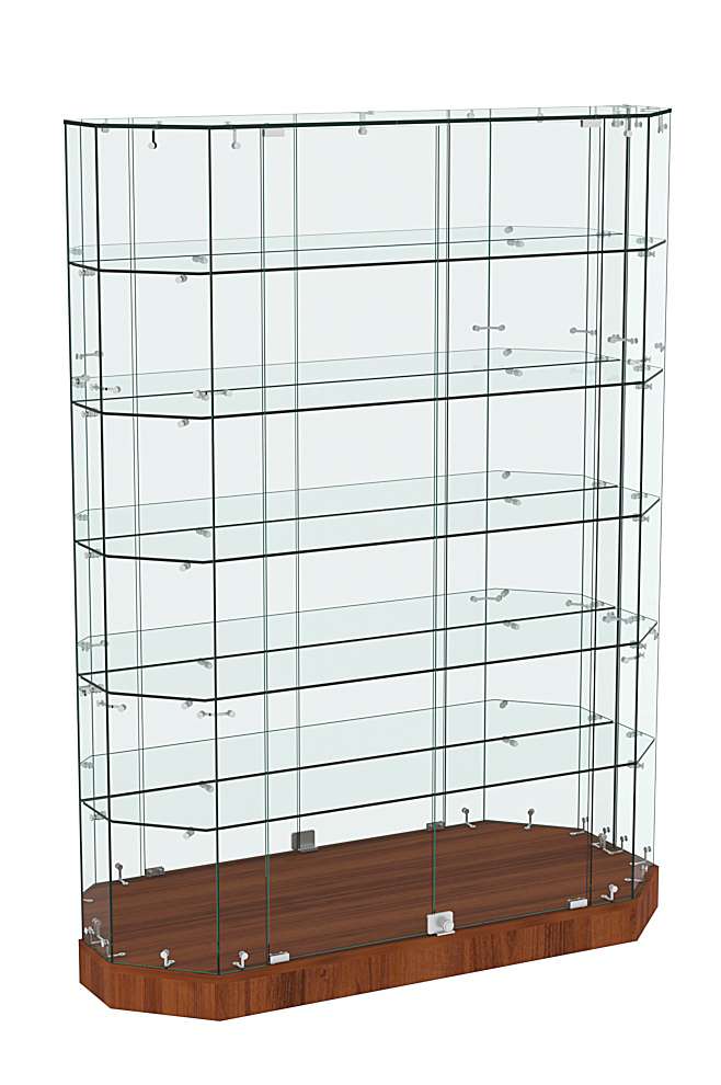 Торговая стеклянная витрина Хит Продаж со скошенным фасадом низкая №441 Орех