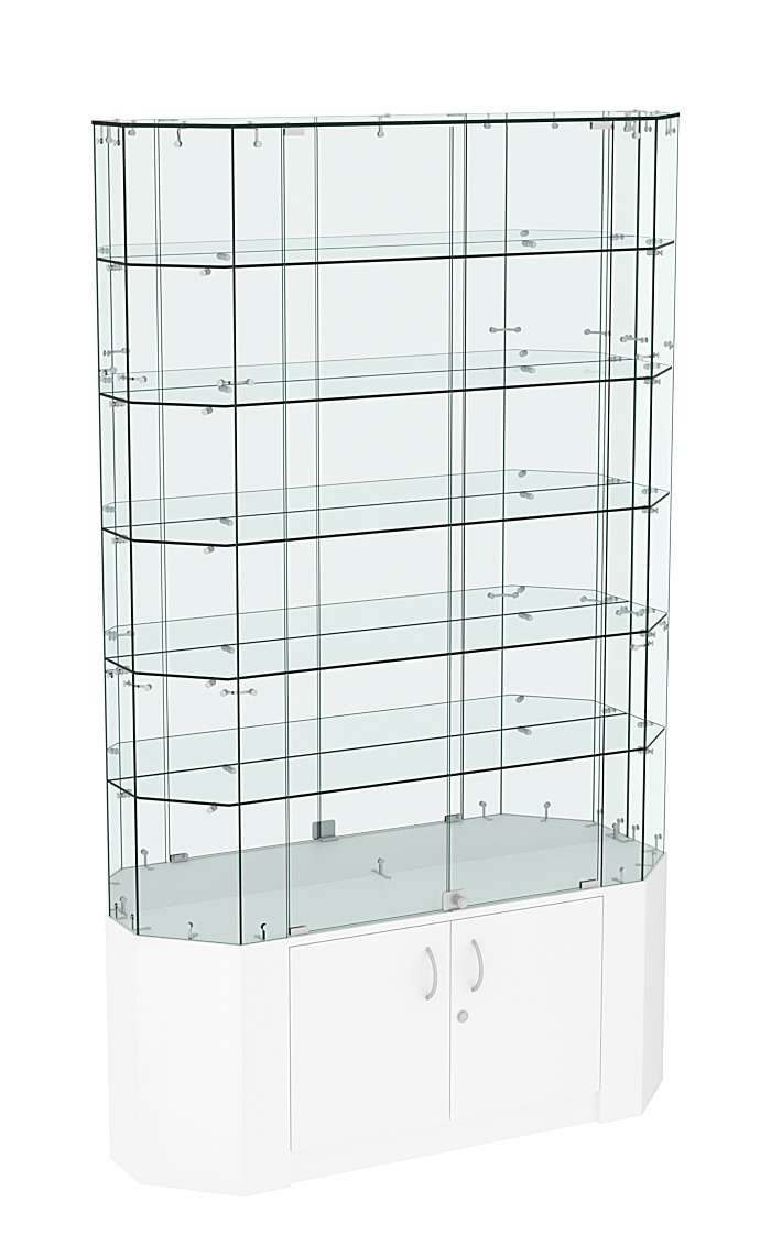 Торговая стеклянная витрина Истра со скошенным фасадом широкая №427 Белый