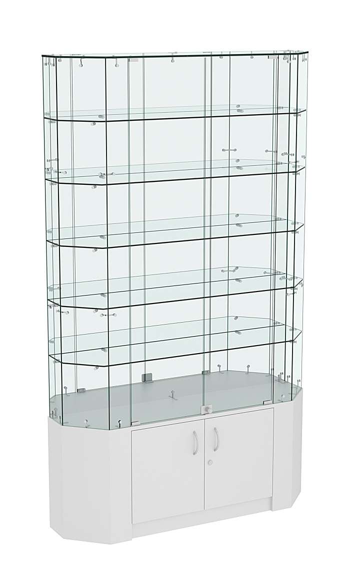 Торговая стеклянная витрина Истра со скошенным фасадом широкая №427 Серый