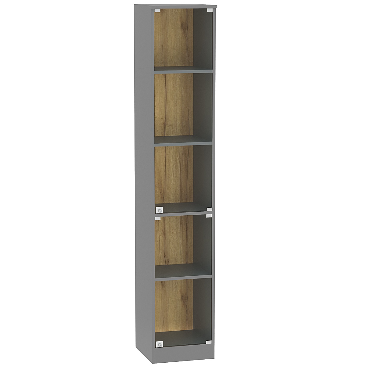 Шкаф-витрина офисная узкая ШВ-52 Темно-Серый