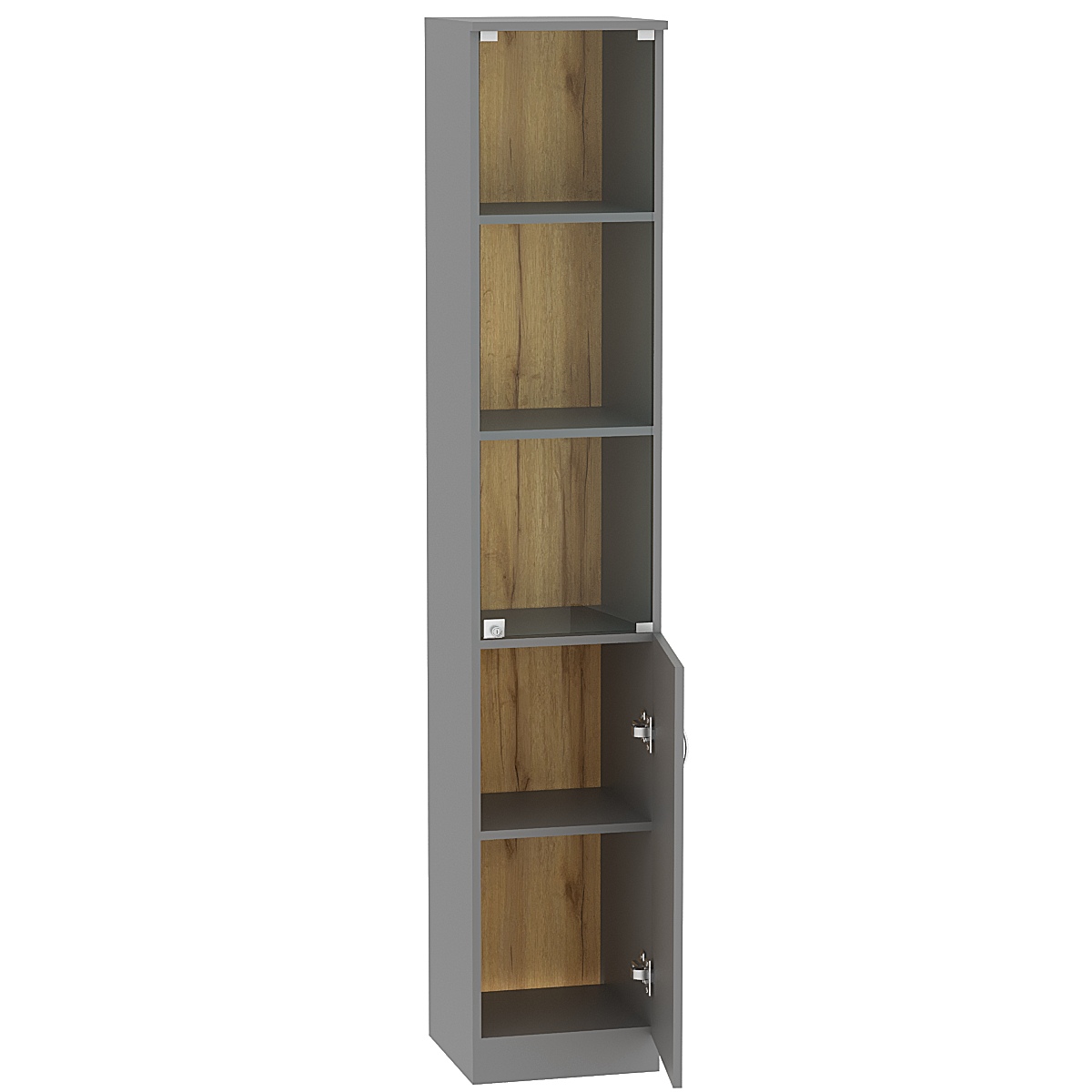 Шкаф офисный со стеклом узкий ШВ-54 Темно-Серый