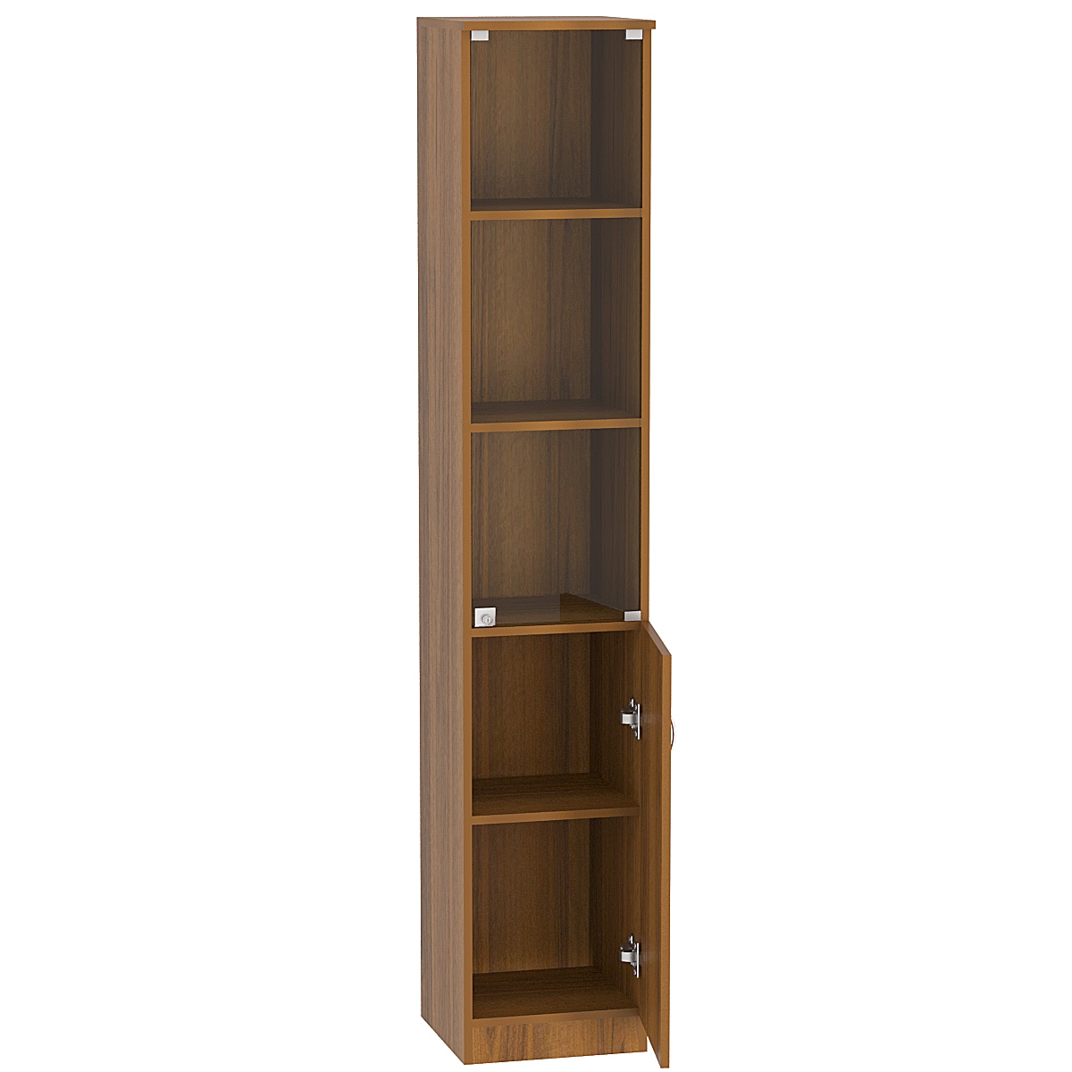 Шкаф офисный со стеклом узкий ШВ-54 Орех