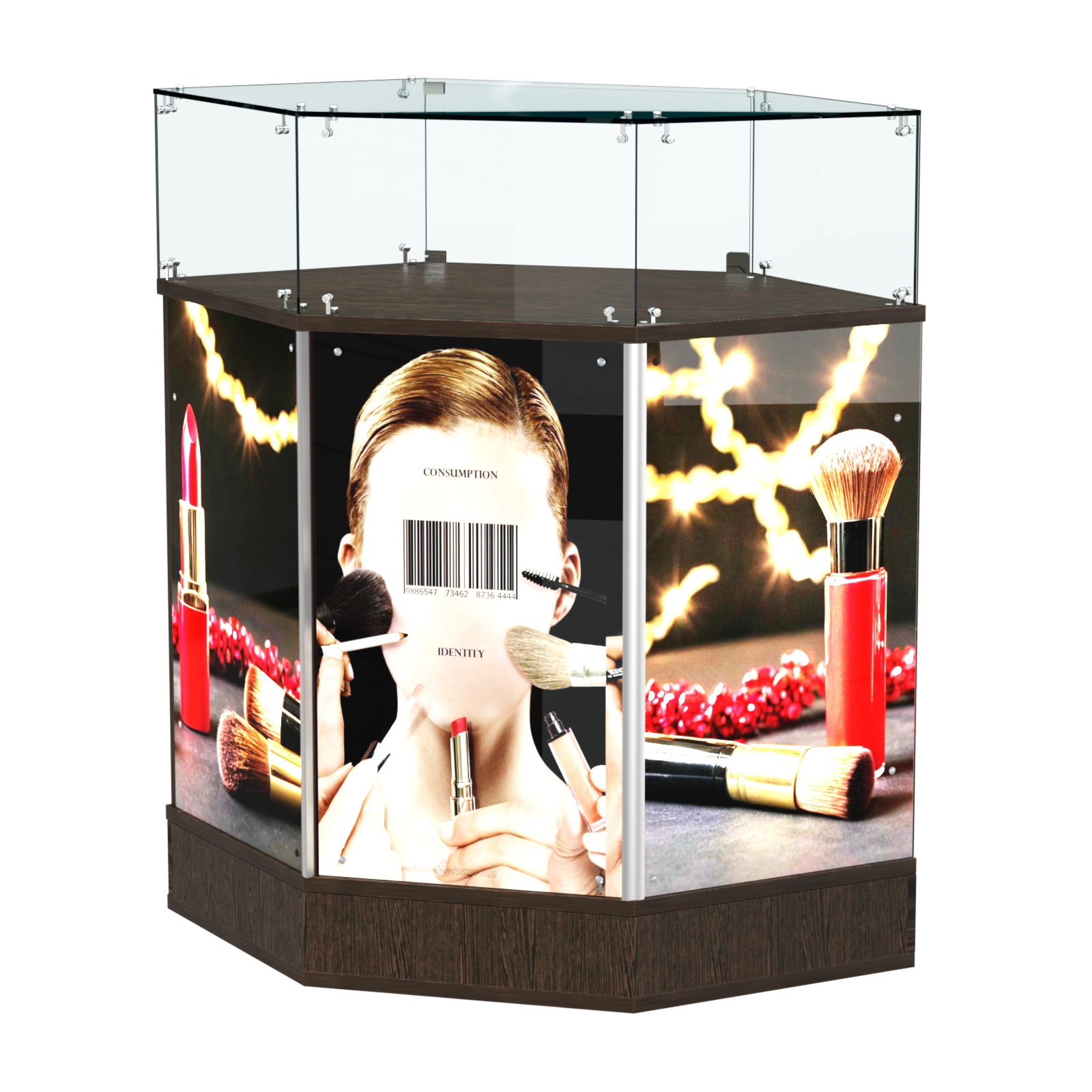 Прилавок со световым коробом угловой №6 Дуб Венге