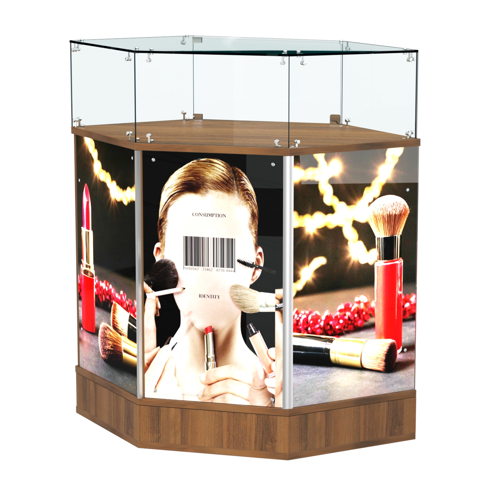 Прилавок со световым коробом угловой №6 Орех