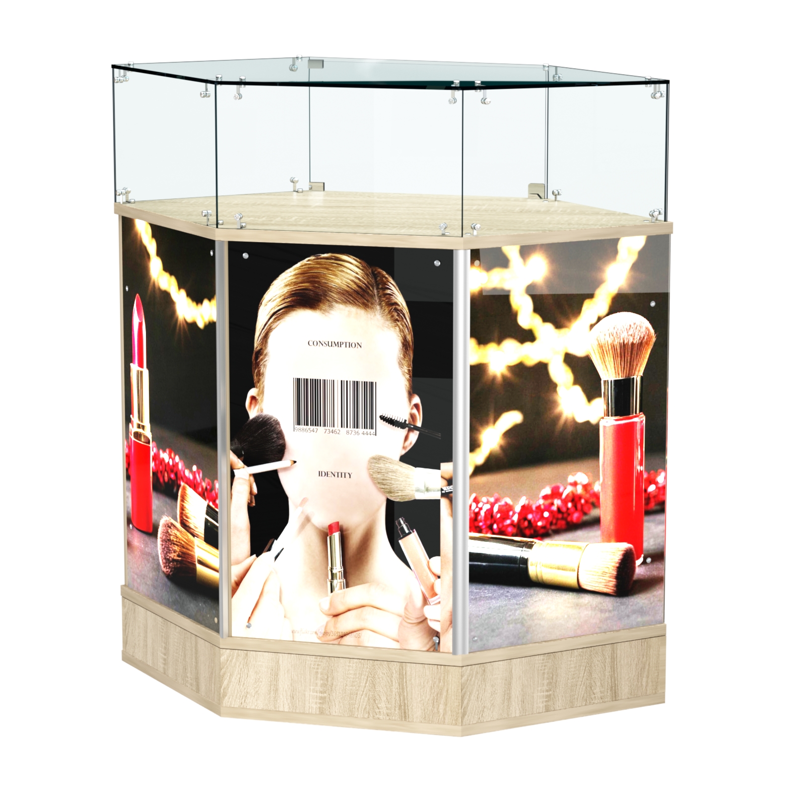 Прилавок со световым коробом угловой №6 Дуб сонома