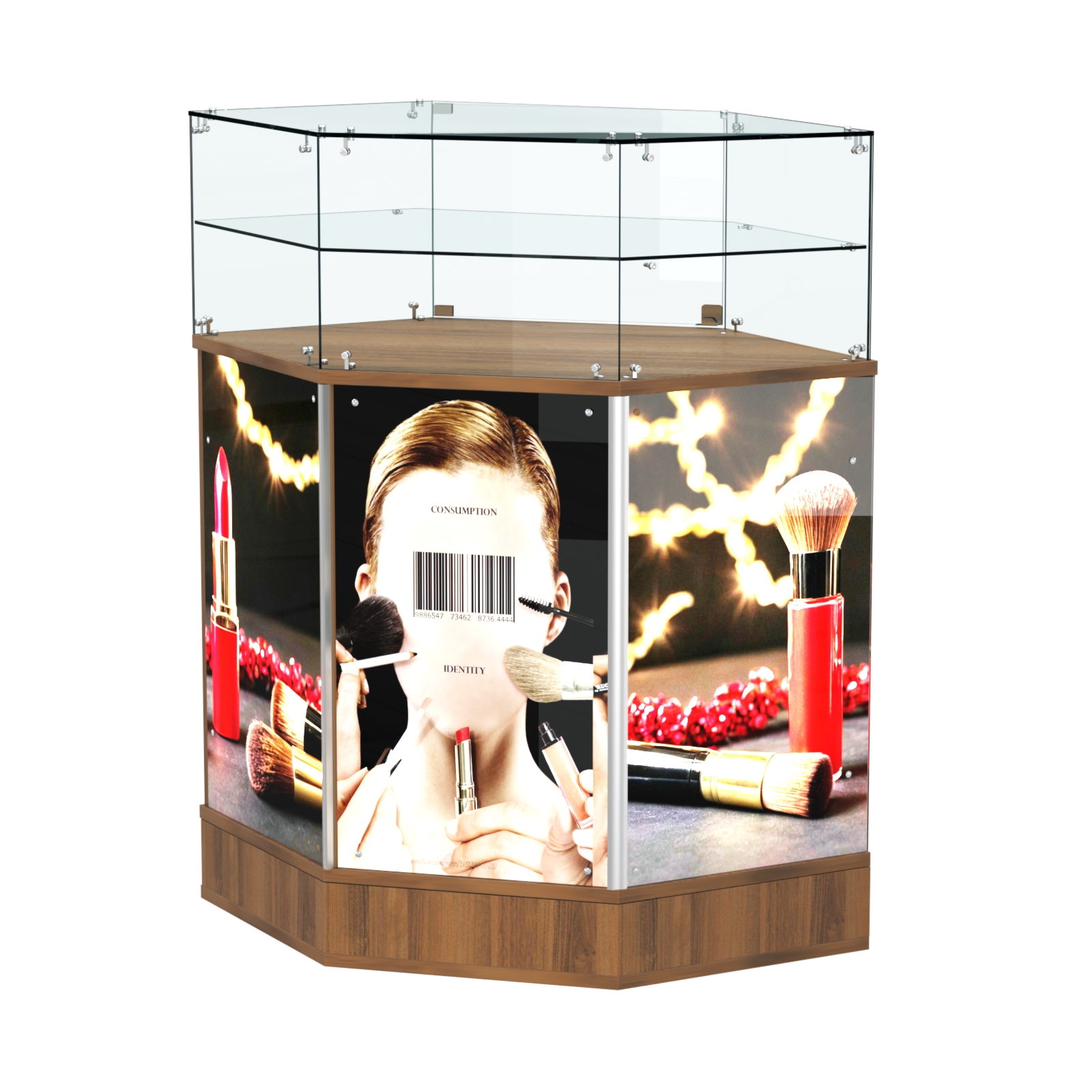 Прилавок со световым коробом и одной полкой №7 Орех