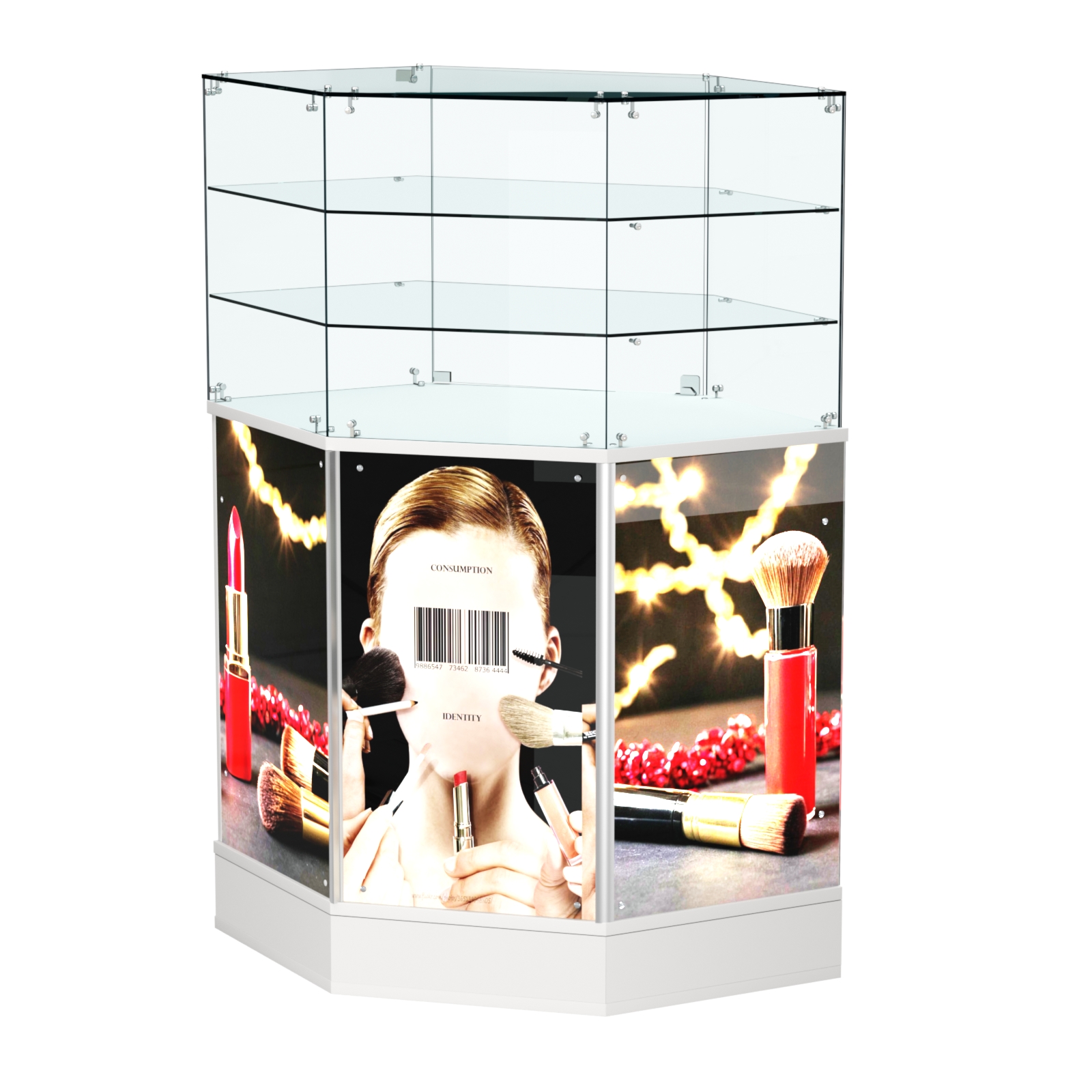 Прилавок со световым коробом и высокой стеклянной надставкой №8 Белый