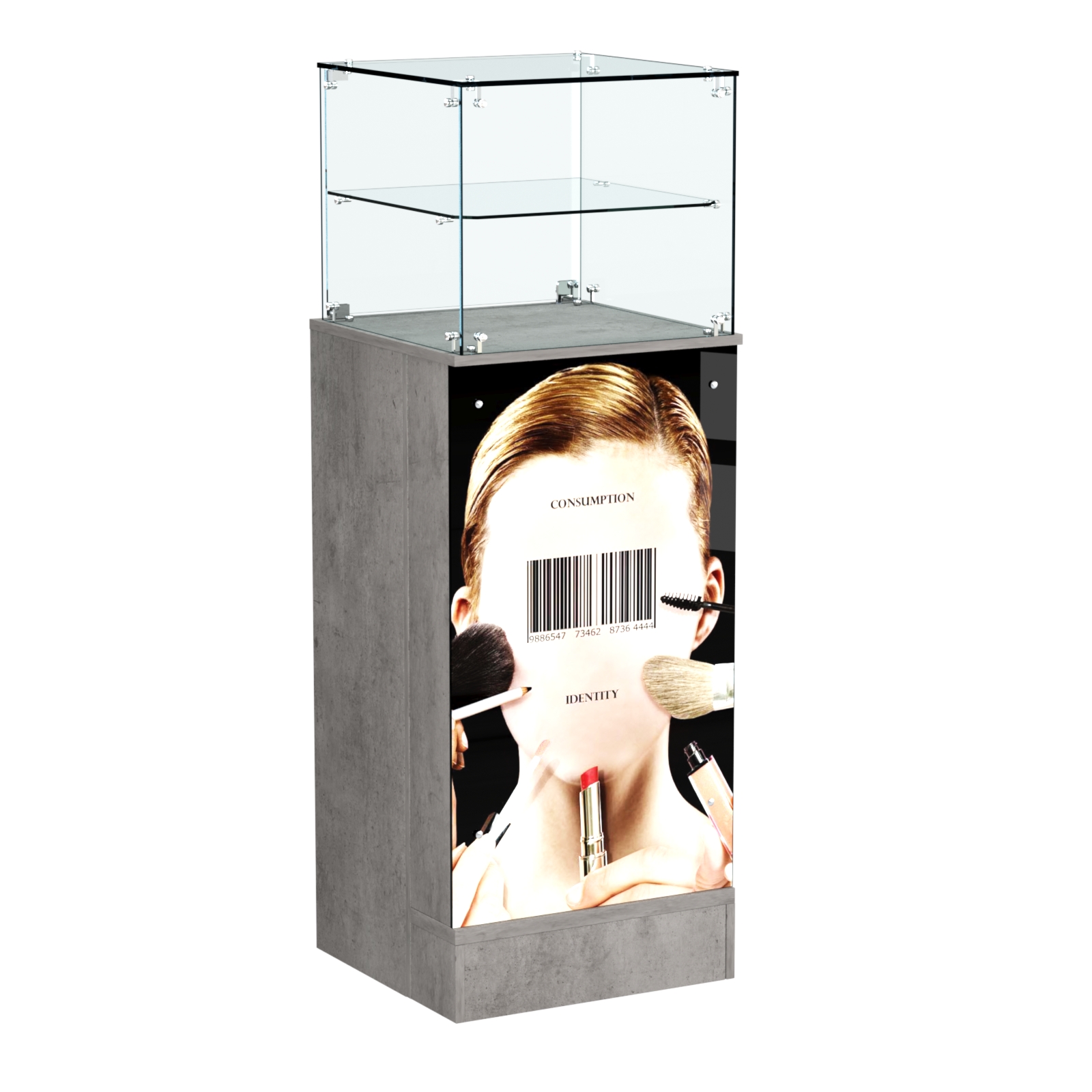 Прилавок со световым коробом узкий №12 Бетон Чикаго светло-серый F186 ST9