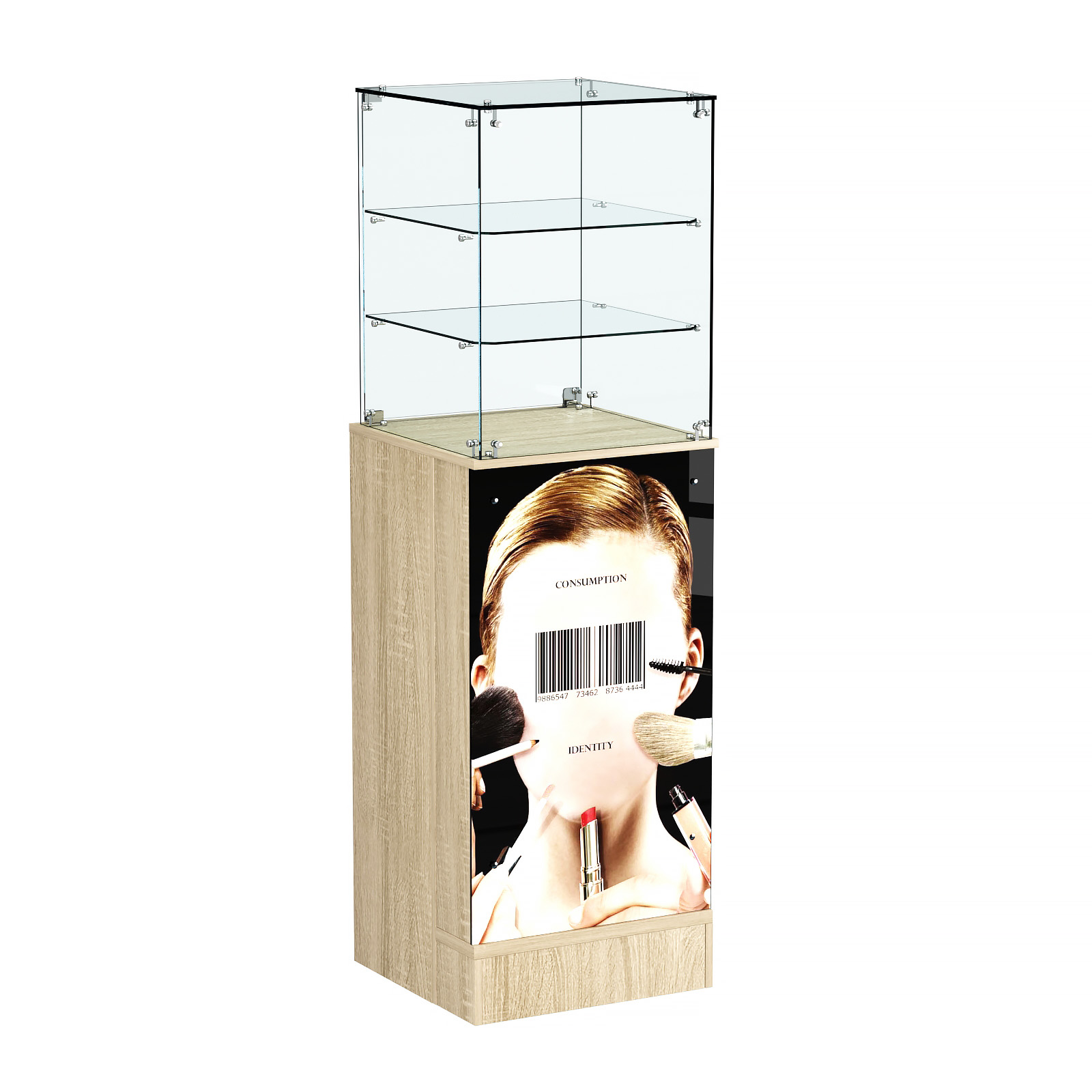 Прилавок со световым коробом и двумя полками №13 Дуб сонома