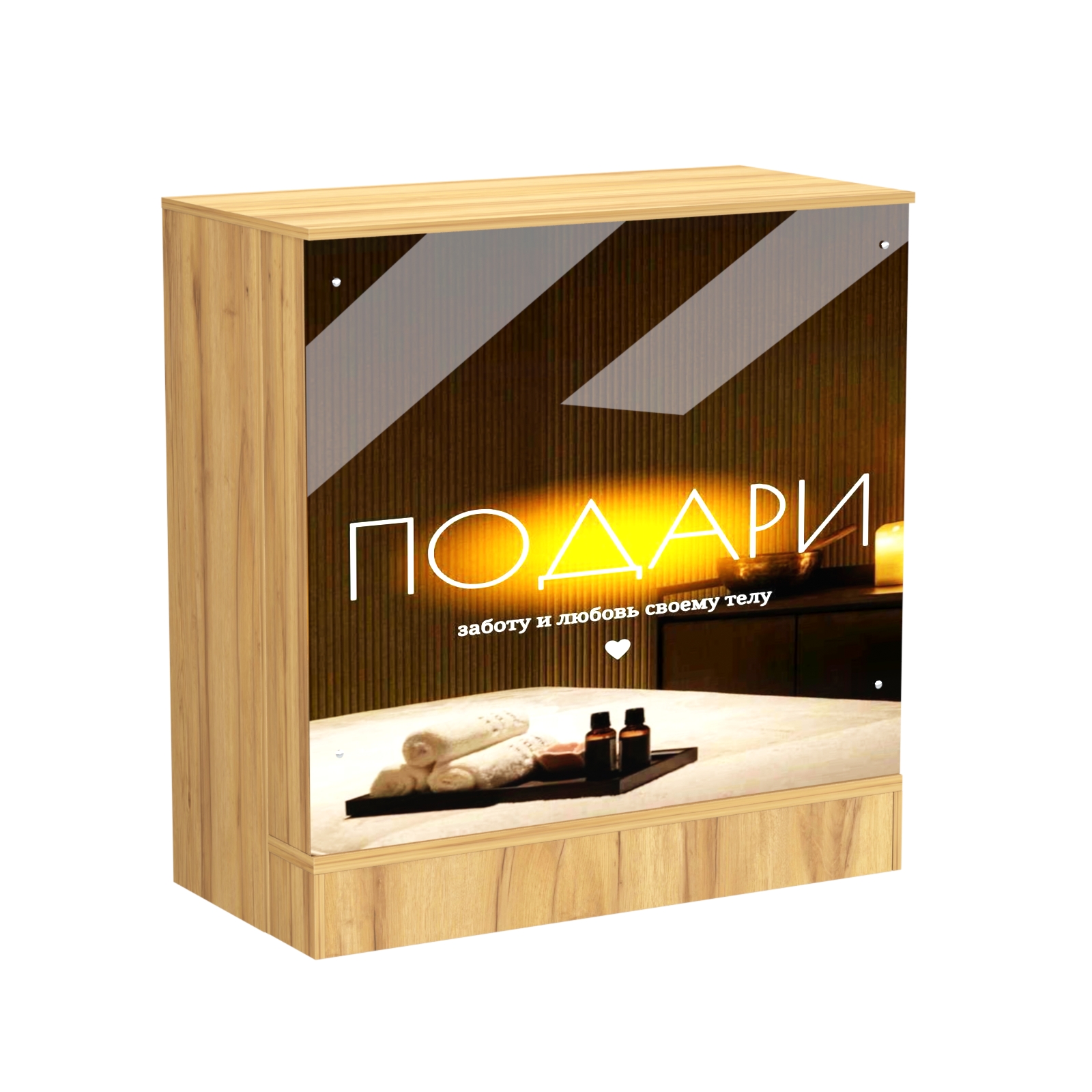 Стол-прилавок под выдачу товара со световым коробом №20 Дуб Золотистый