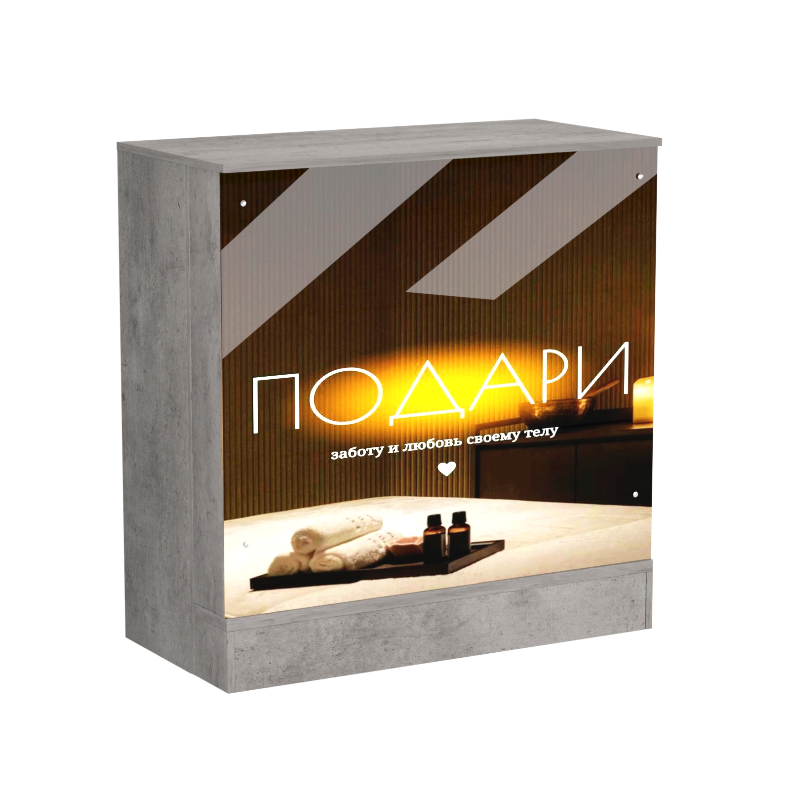 Стол-прилавок под выдачу товара со световым коробом №20 Бетон Чикаго светло-серый F186 ST9