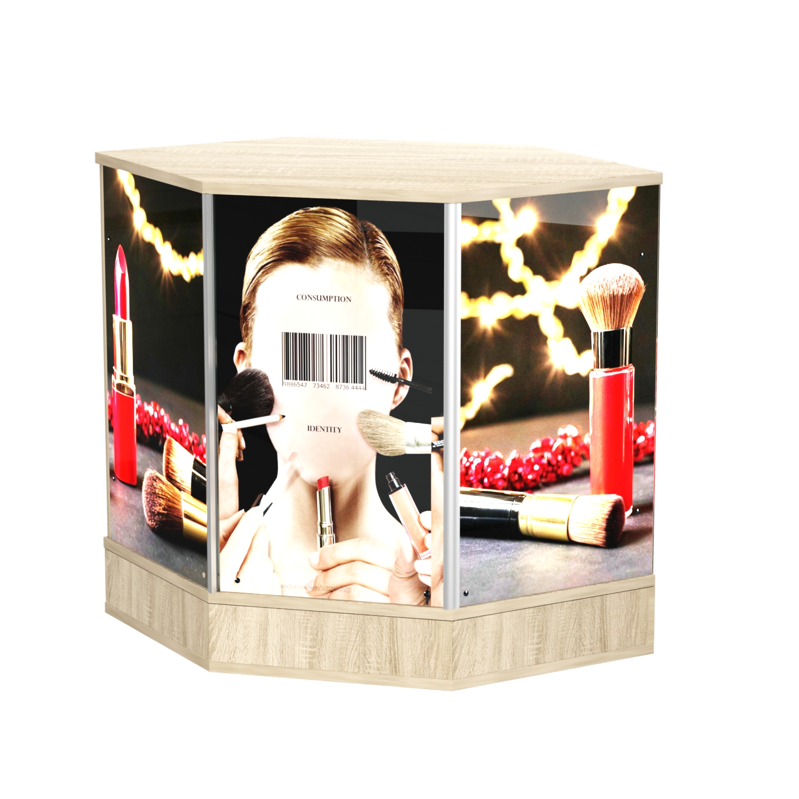 Стол-прилавок со световым коробом шестигранный №22 Дуб сонома