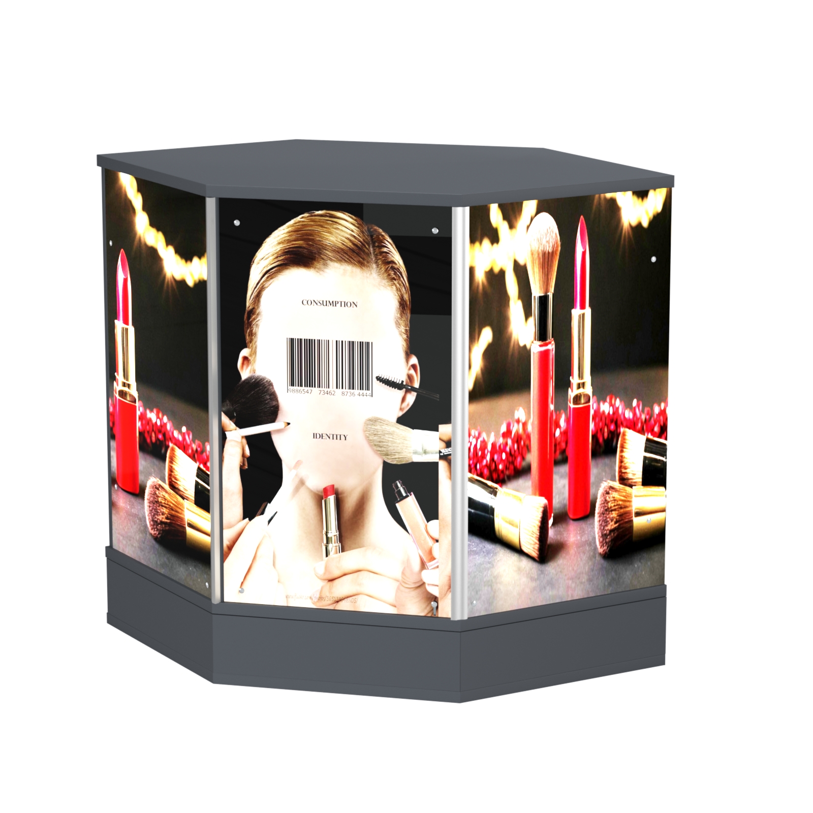 Стол-прилавок со световым коробом шестигранный №22 Темно-Серый