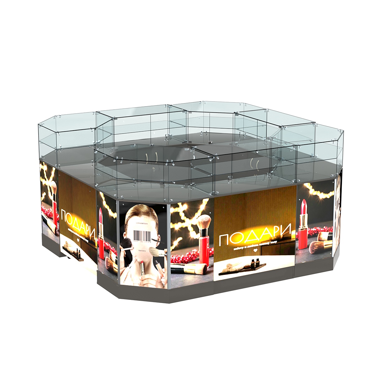Торговый островок со световым коробом и скошенными углами №2-2 (7,66 кв. м) Черный