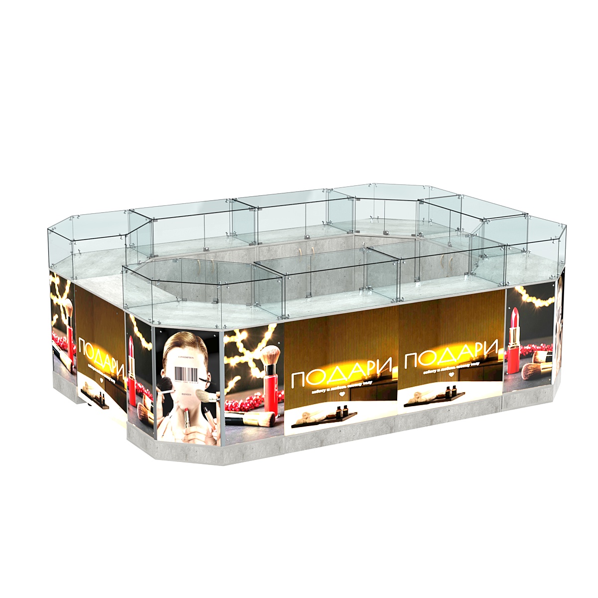 Торговый островок большой со световым коробом №3-1 (10,43 кв. м) Метрополитан Грей