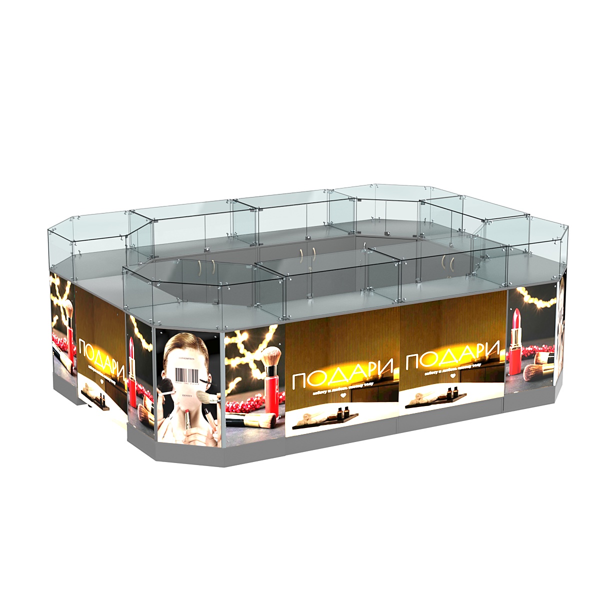 Торговый островок большой со световым коробом №3-1 (10,43 кв. м) Темно-Серый