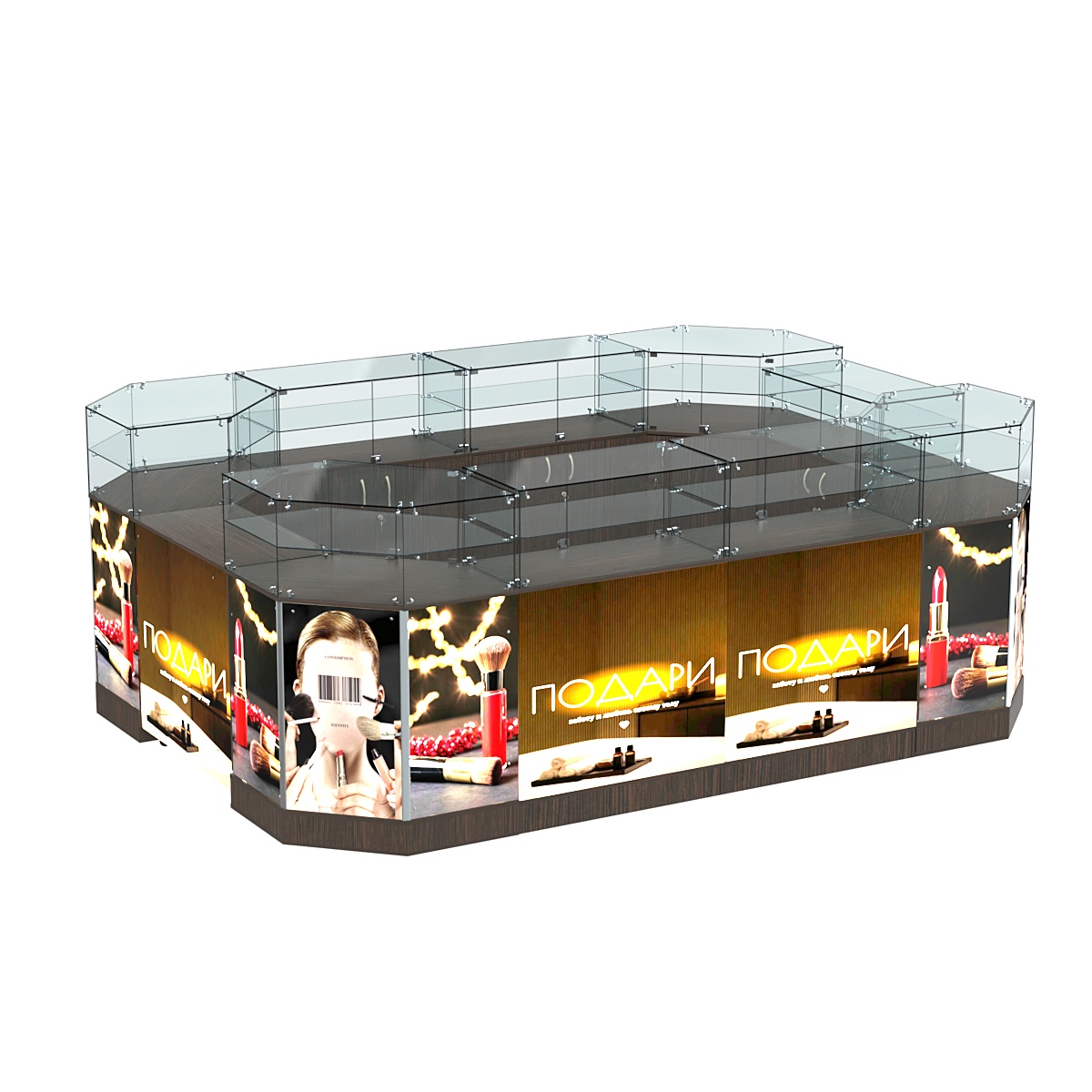 Торговый островок со световым коробом и дверками №3-2 (10,43 кв. м) Дуб Венге