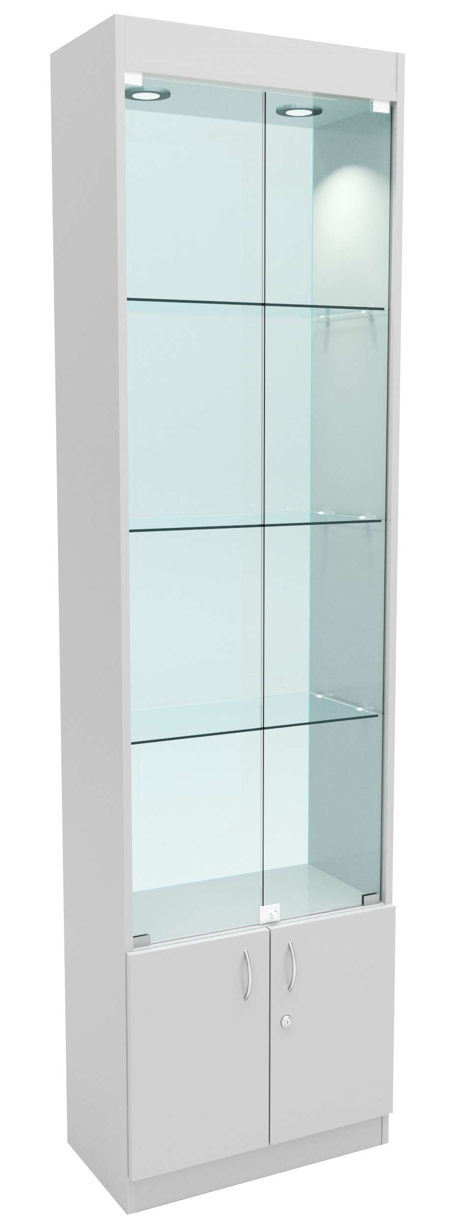 Стеклянная витрина серии Эконом № 300-2-600 (задняя стенка - стекло) Серый