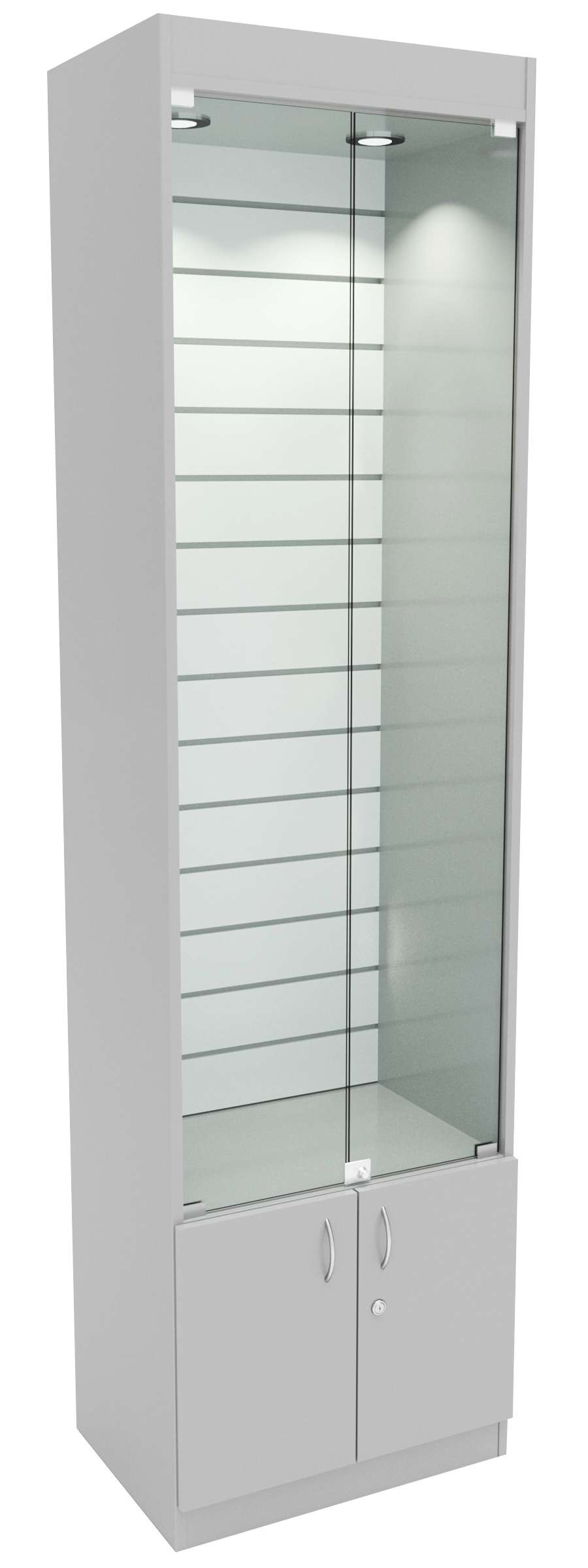 Витрина со стеклянными дверками №3-600 из ДСП (задняя стенка Экономпанель) Серый