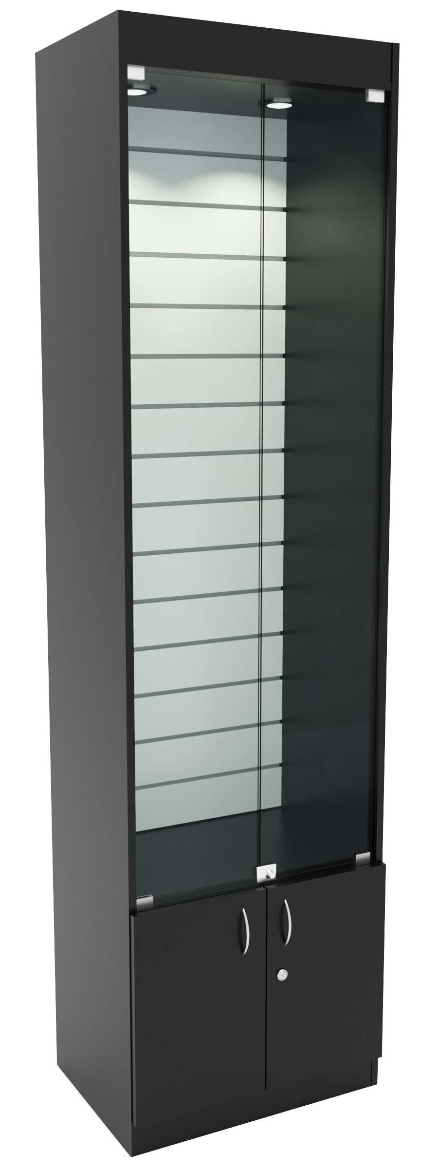 Витрина со стеклянными дверками №3-600 из ДСП (задняя стенка Экономпанель) Черный