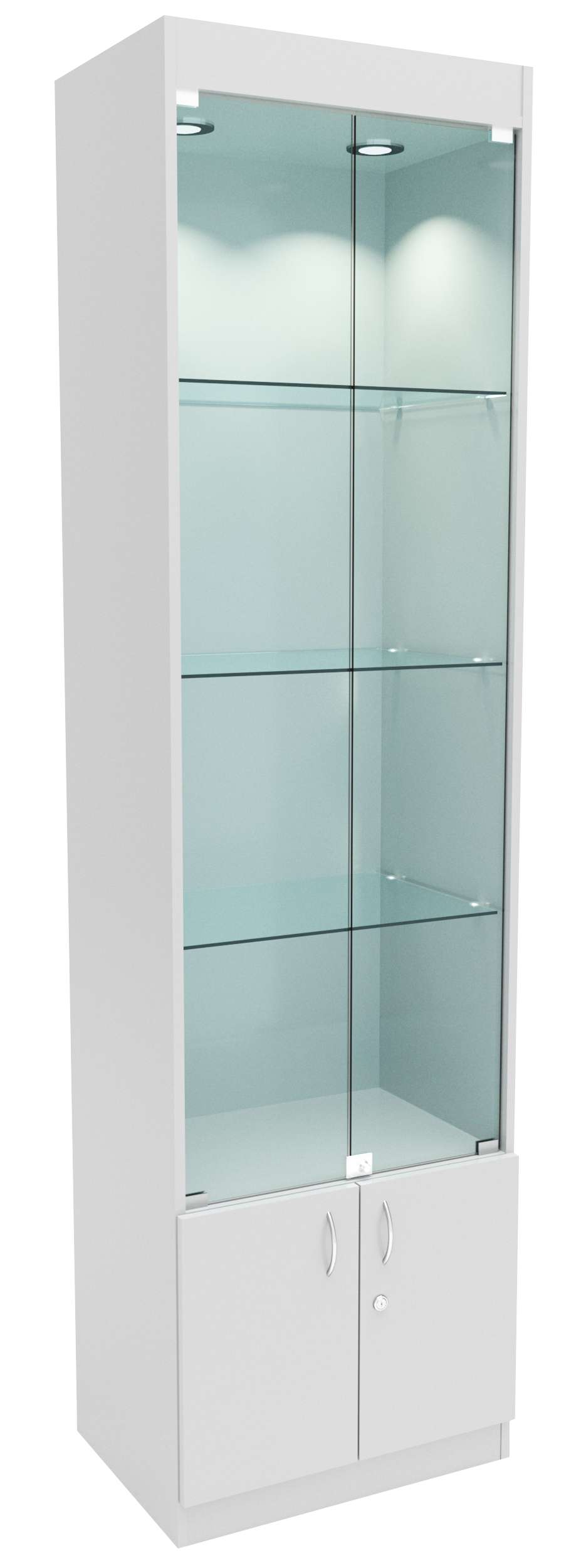 Стеклянная витрина №1-1-600 с каркасом из ДСП (задняя стенка ДВП) Серый