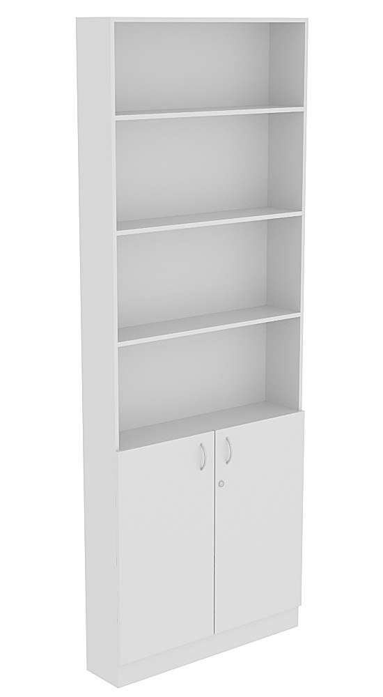 Высокий стеллаж серии Эконом №1-200 мм с дверцами 810 мм и тремя полками Серый