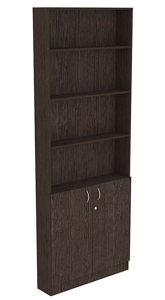 Высокий стеллаж серии Эконом №1-200 мм с дверцами 810 мм и тремя полками Дуб Венге