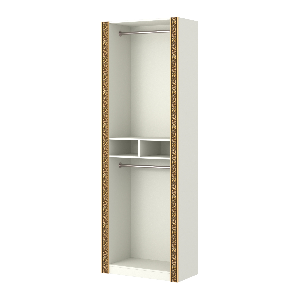 Торговый стенд для продажи одежды в стиле БАРОККО с двумя хромирован- ными штангами №СТ-Р-2 Белый