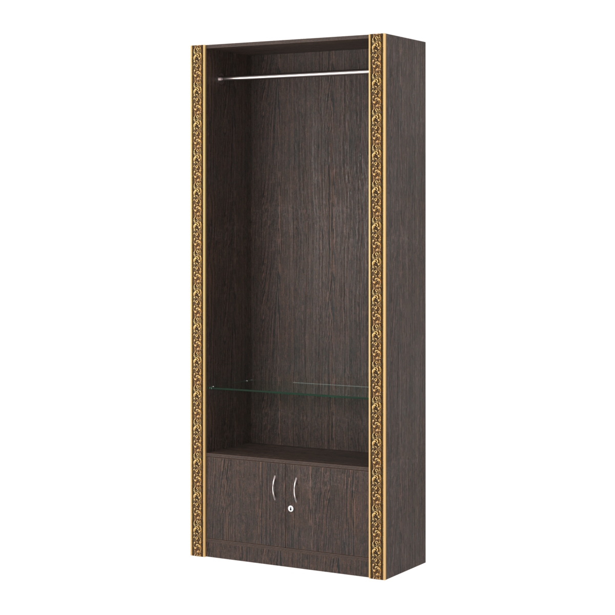 Торговый стенд для продажи одежды в стиле БАРОККО высокий №СТ-П-3 Дуб Венге