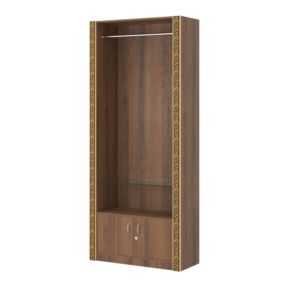 Торговый стенд для продажи одежды в стиле БАРОККО высокий №СТ-П-3 Орех