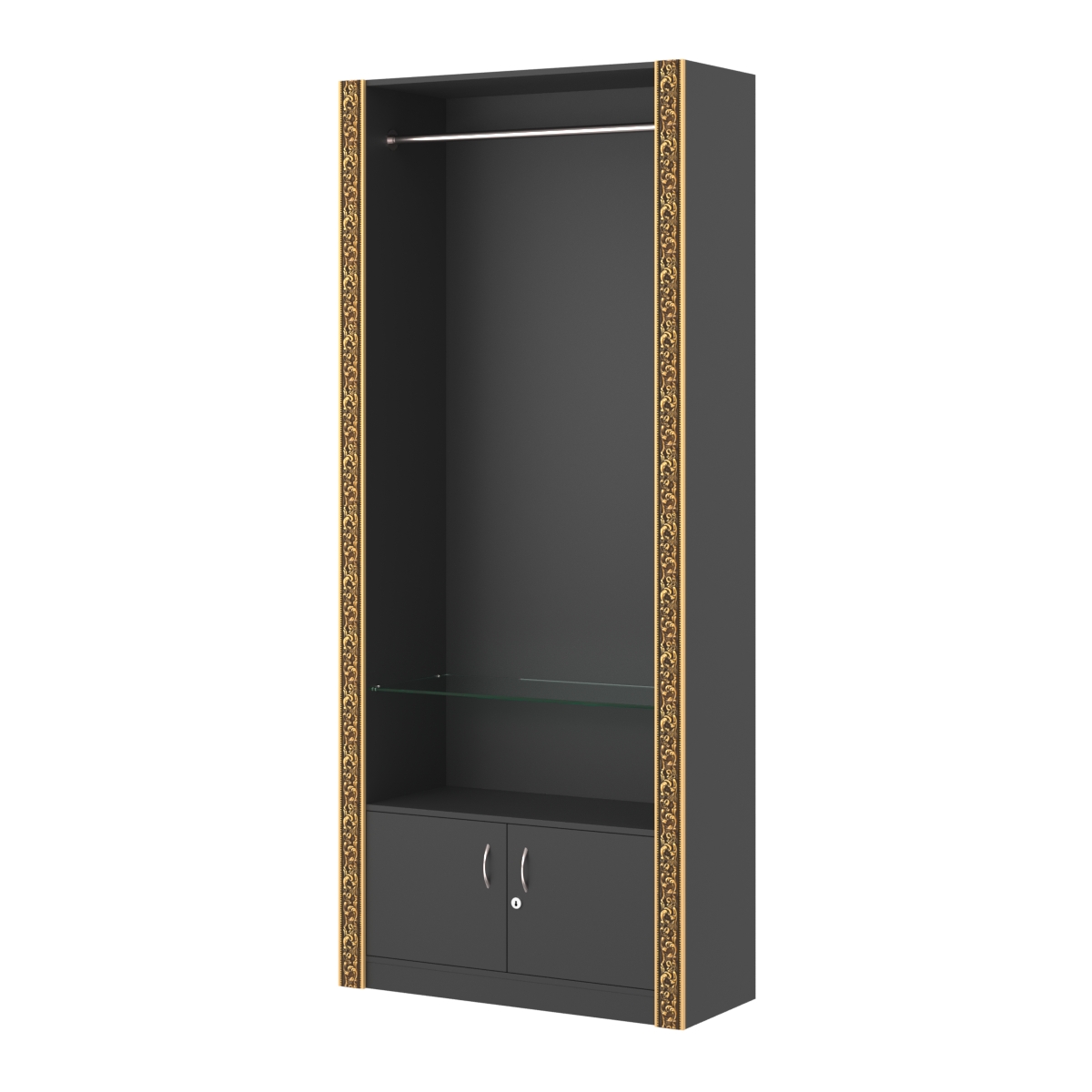 Торговый стенд для продажи одежды в стиле БАРОККО высокий №СТ-П-3 Черный