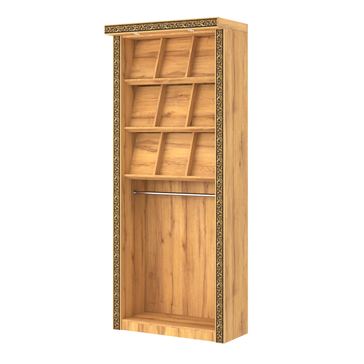 Торговый стенд для продажи рубашек с подсветкой и декором БАРОККО №СТП-Р-1 Дуб Золотистый